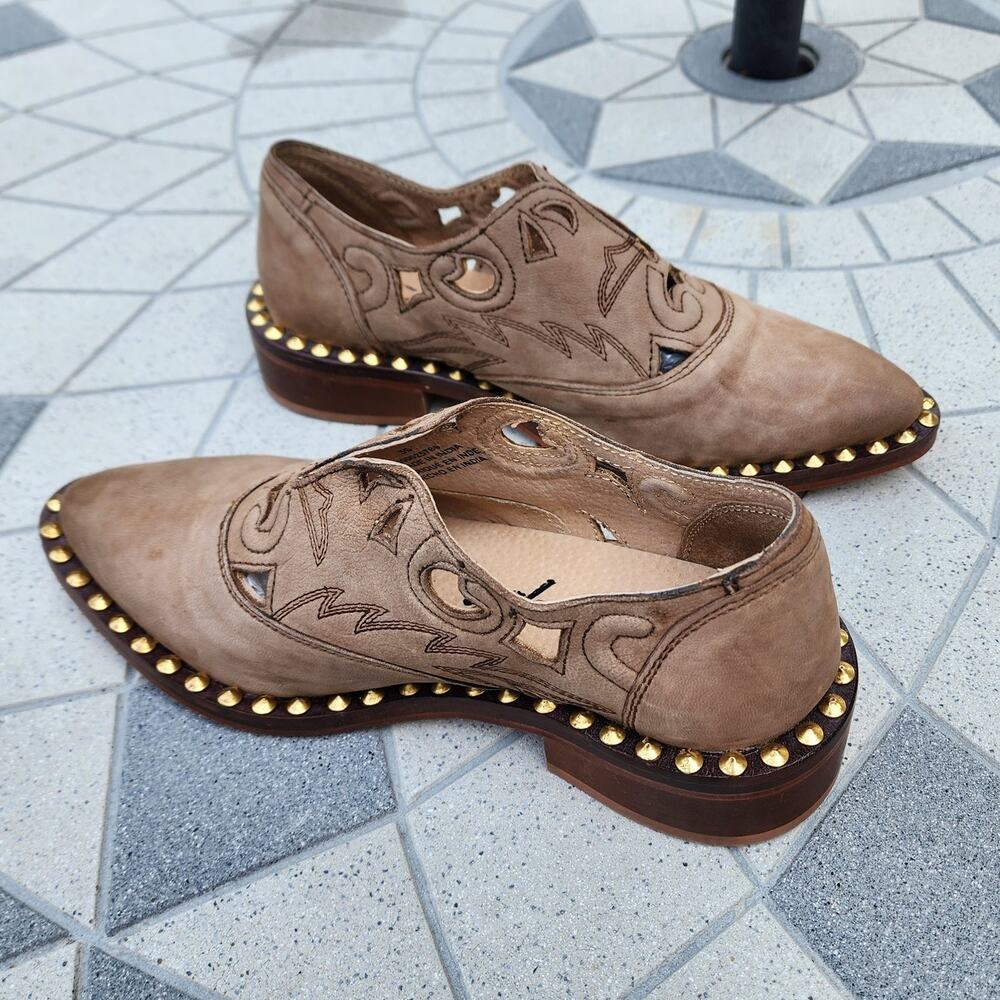 Free People Twin Falls Leather Studded Cowgirl Loafers 36 - Picture 11 of 11